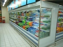 Frost 자동 기능을 가진 백색/빨강 Multideck 열려있는 냉각장치 슈퍼마켓 진열장