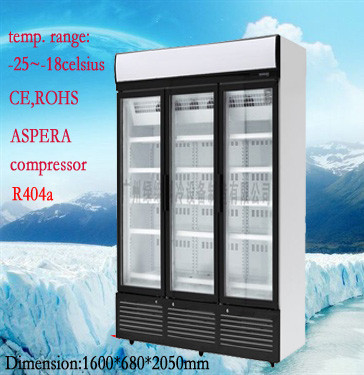 3개의 문을 가진 똑바로 스테인리스 상업적인 전시 냉장고 -25°C